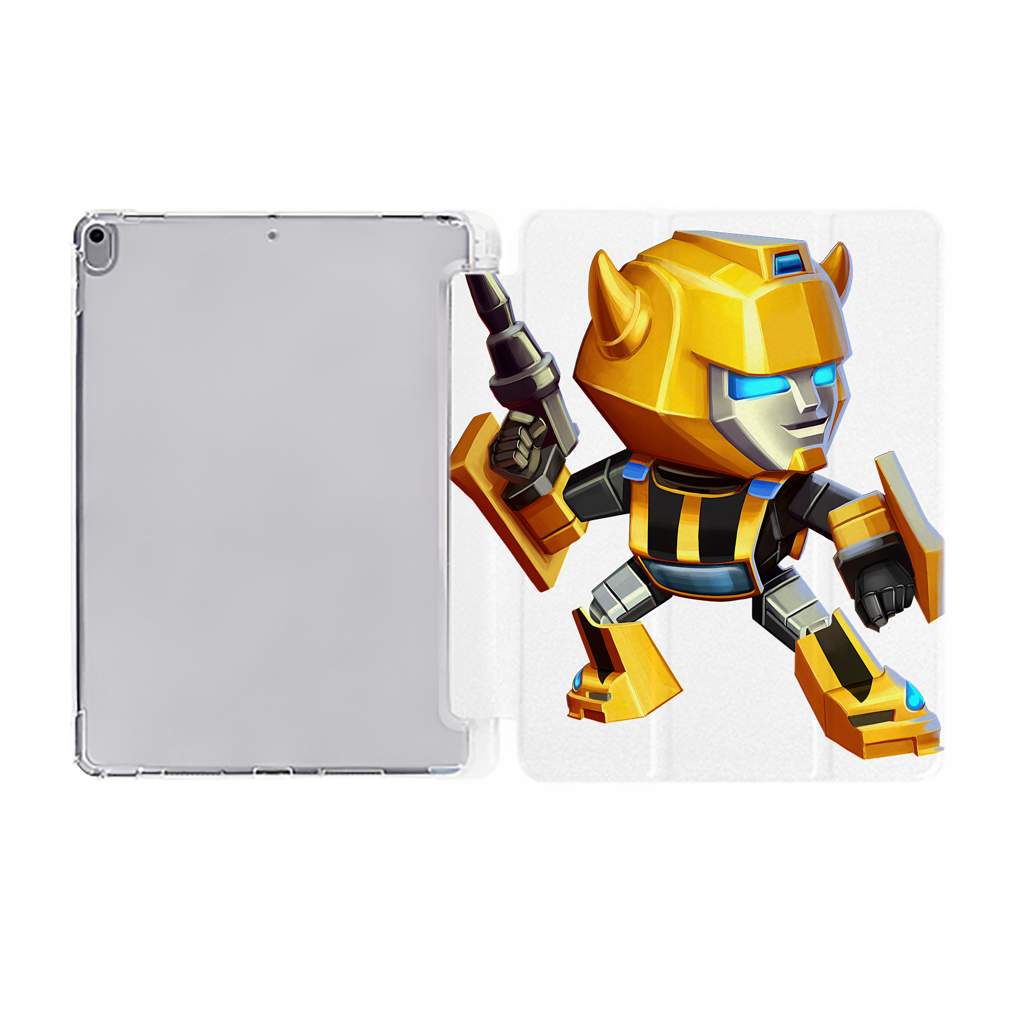 （画像用） Transformers トランスフォーマー IPad ケース ペン収納付き 三つ折りスタンド PUレザー×シリコン 対応機種9.5/10.5/10.9インチ